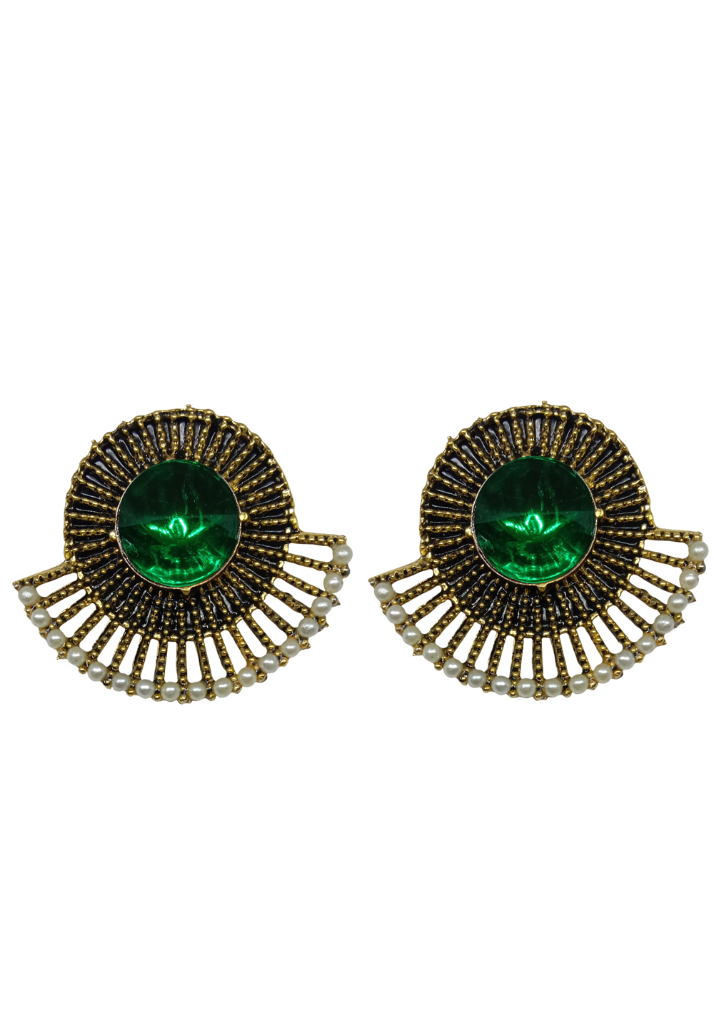 Green Alloy Austrian Diamonds Earrings 234036