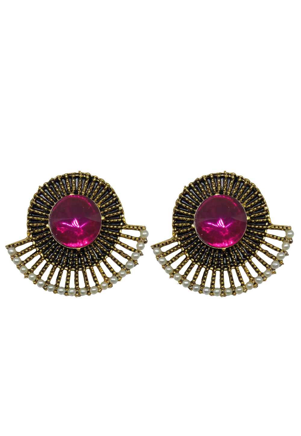 Pink Alloy Austrian Diamonds Earrings 234037