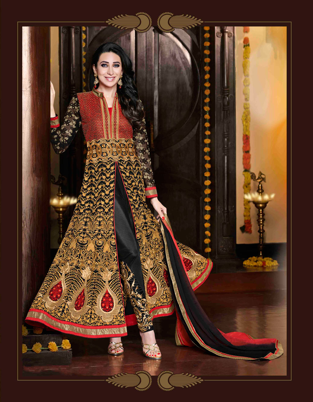 Karisma Kapoor Black Georgette Designer Anarkali Suit 59335