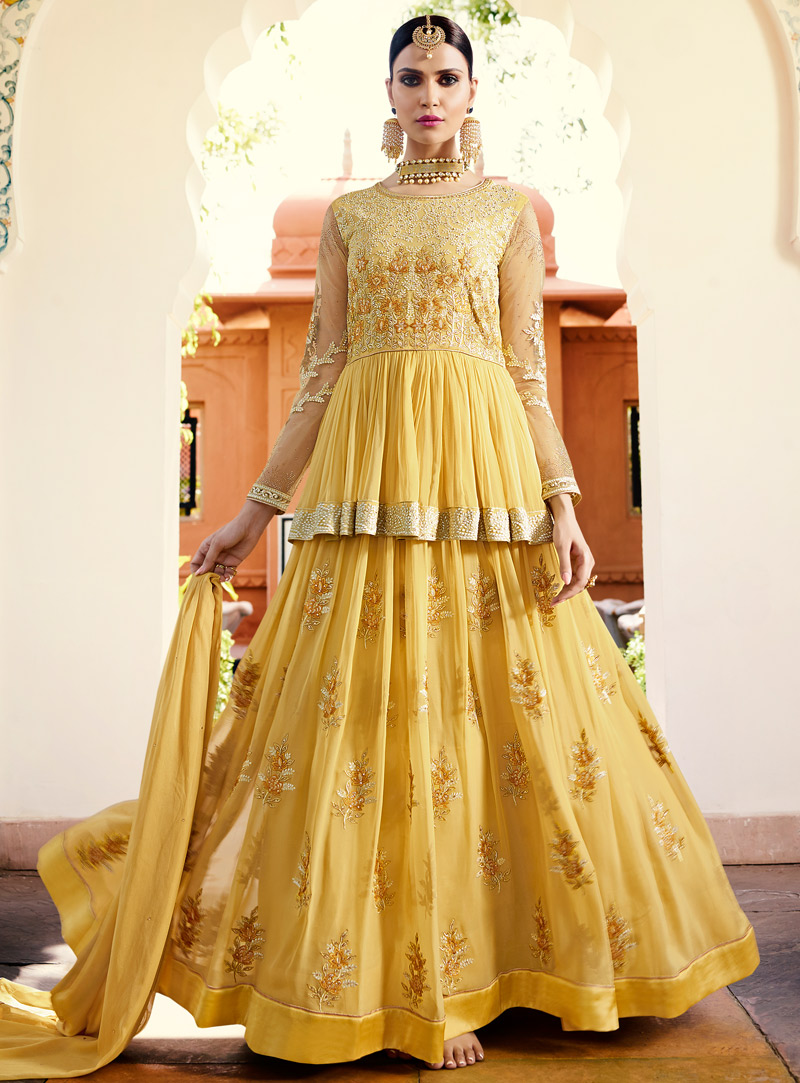 Yellow Georgette Designer Anarkali suit 96916