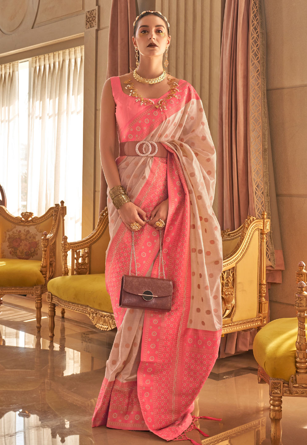 Pink Silk Saree With Blouse 265959