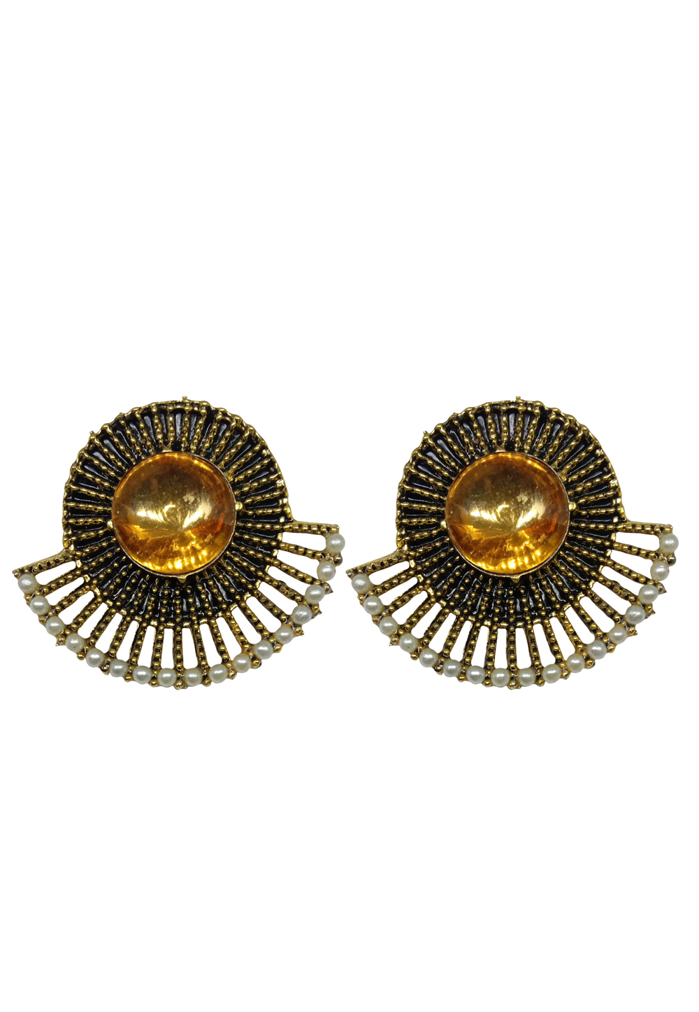 Golden Alloy Austrian Diamonds Earrings 234039