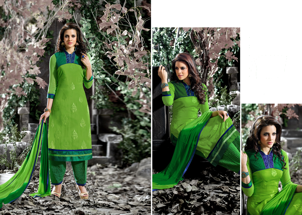 Green Cotton Punjabi Suit 56573