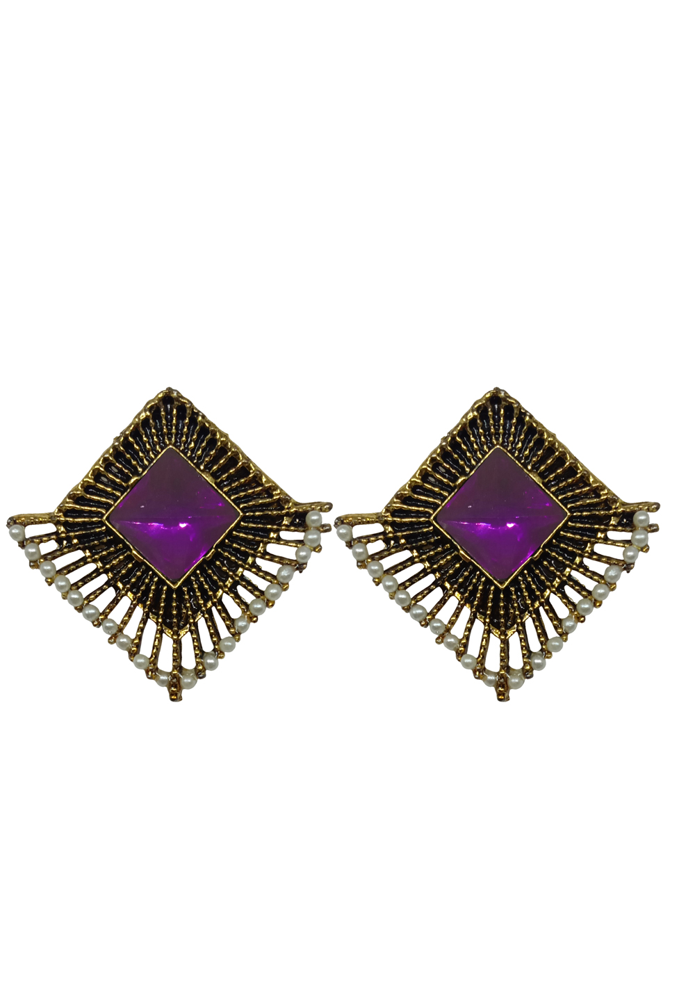 Purple Alloy Austrian Diamonds Earrings 234042