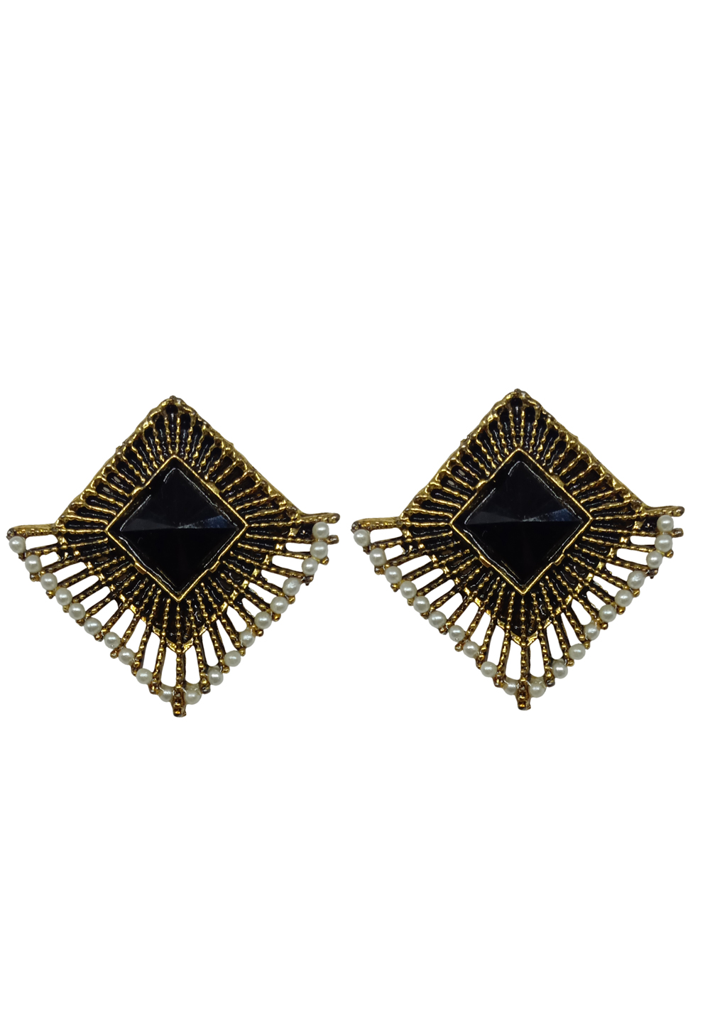 Black Alloy Austrian Diamonds Earrings 234043