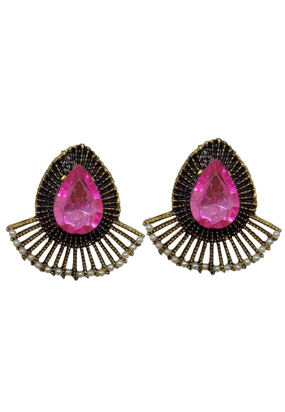 Pink Alloy Austrian Diamonds Earrings 234045