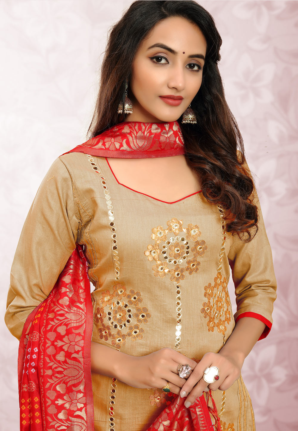 Buy Beige South Cotton Churidar Salwar Suit Online
