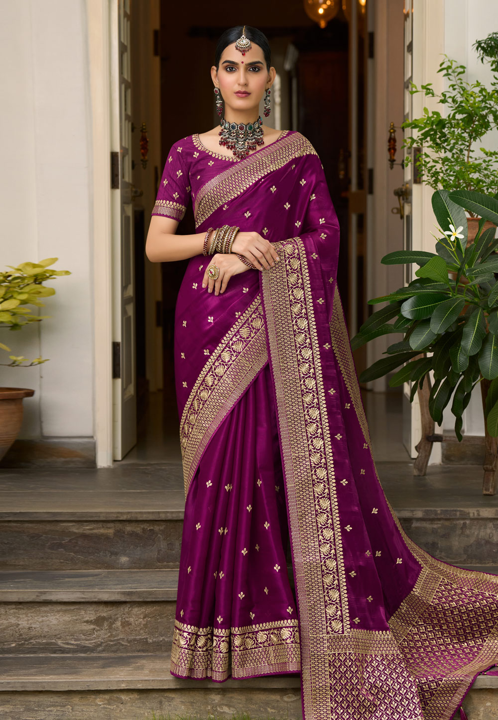 Purple Silk Saree With Blouse 250080