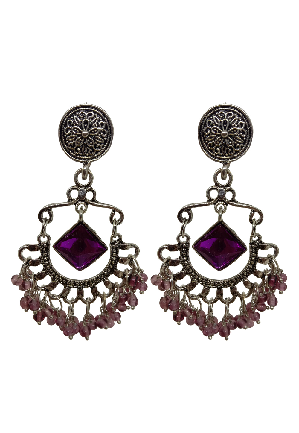 Purple Alloy Austrian Diamonds Earrings 234061