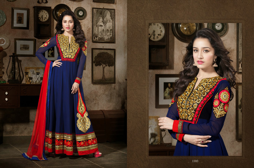 Shraddha Kapoor Blue Faux Georgette Long Anarkali Suit 31772