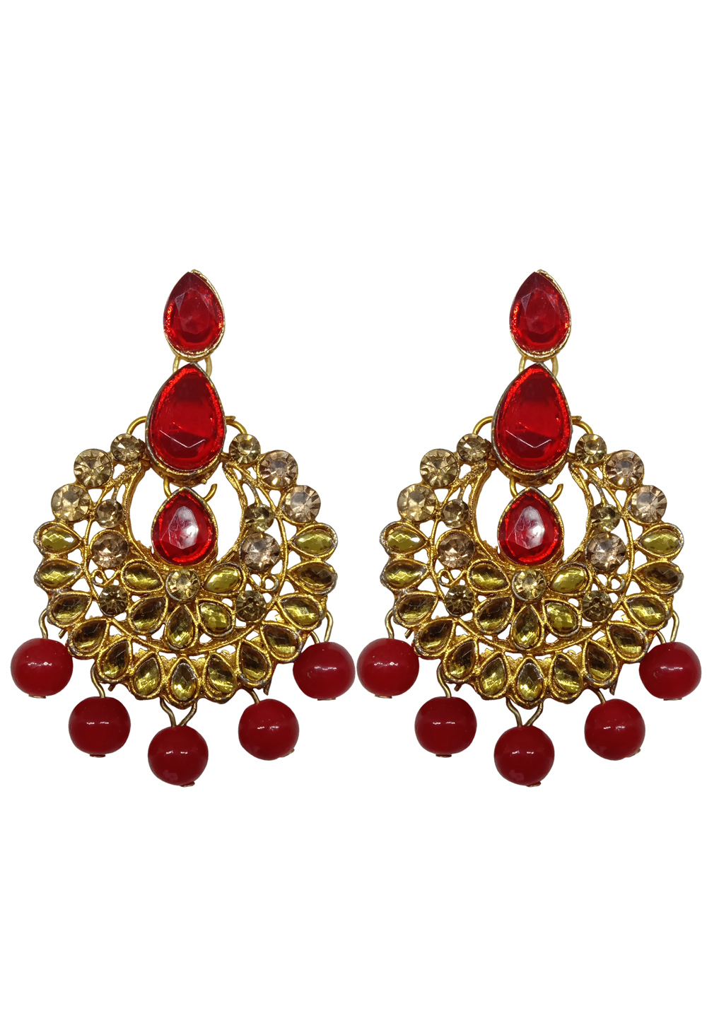 Red Alloy Austrian Diamonds Earrings 234068