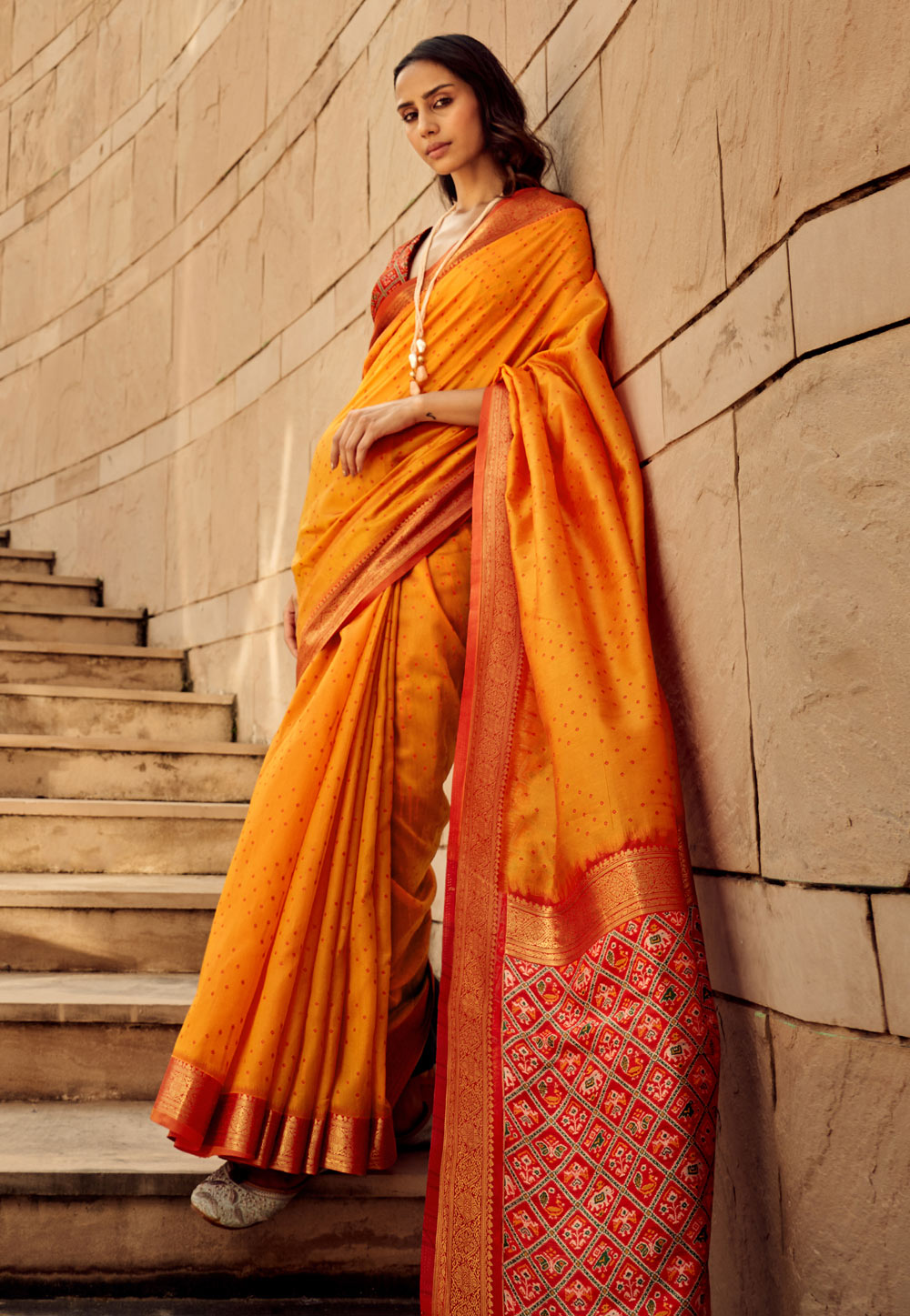 Orange Silk Saree With Blouse 275885