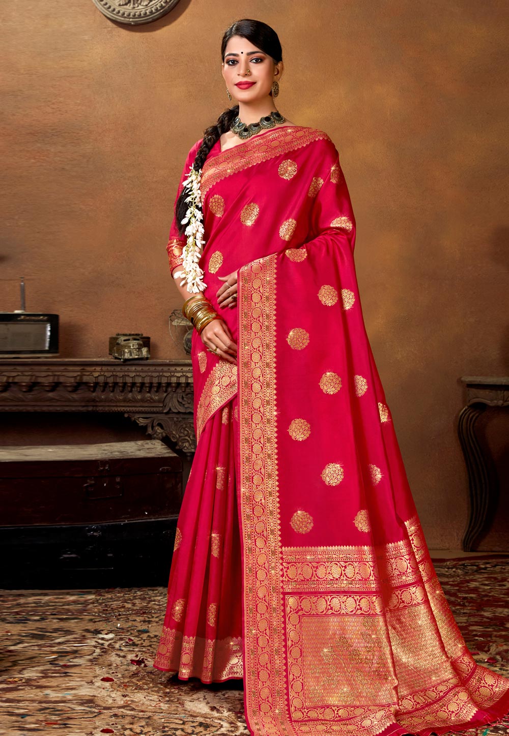 Magenta Silk Festival Wear Saree 228344