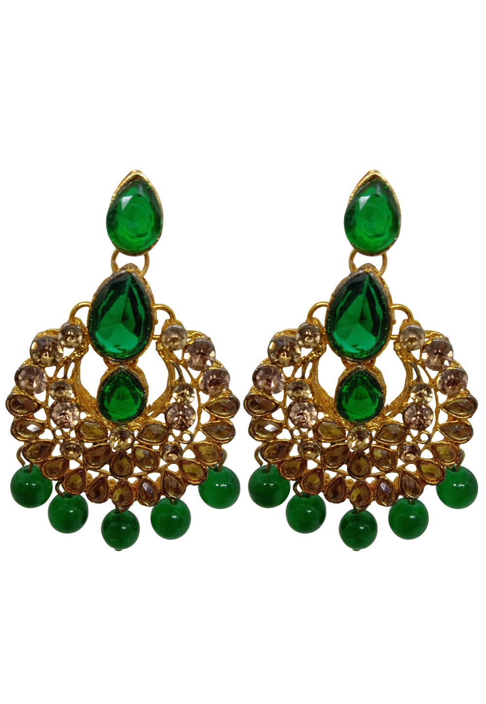 Green Alloy Austrian Diamonds Earrings 234069
