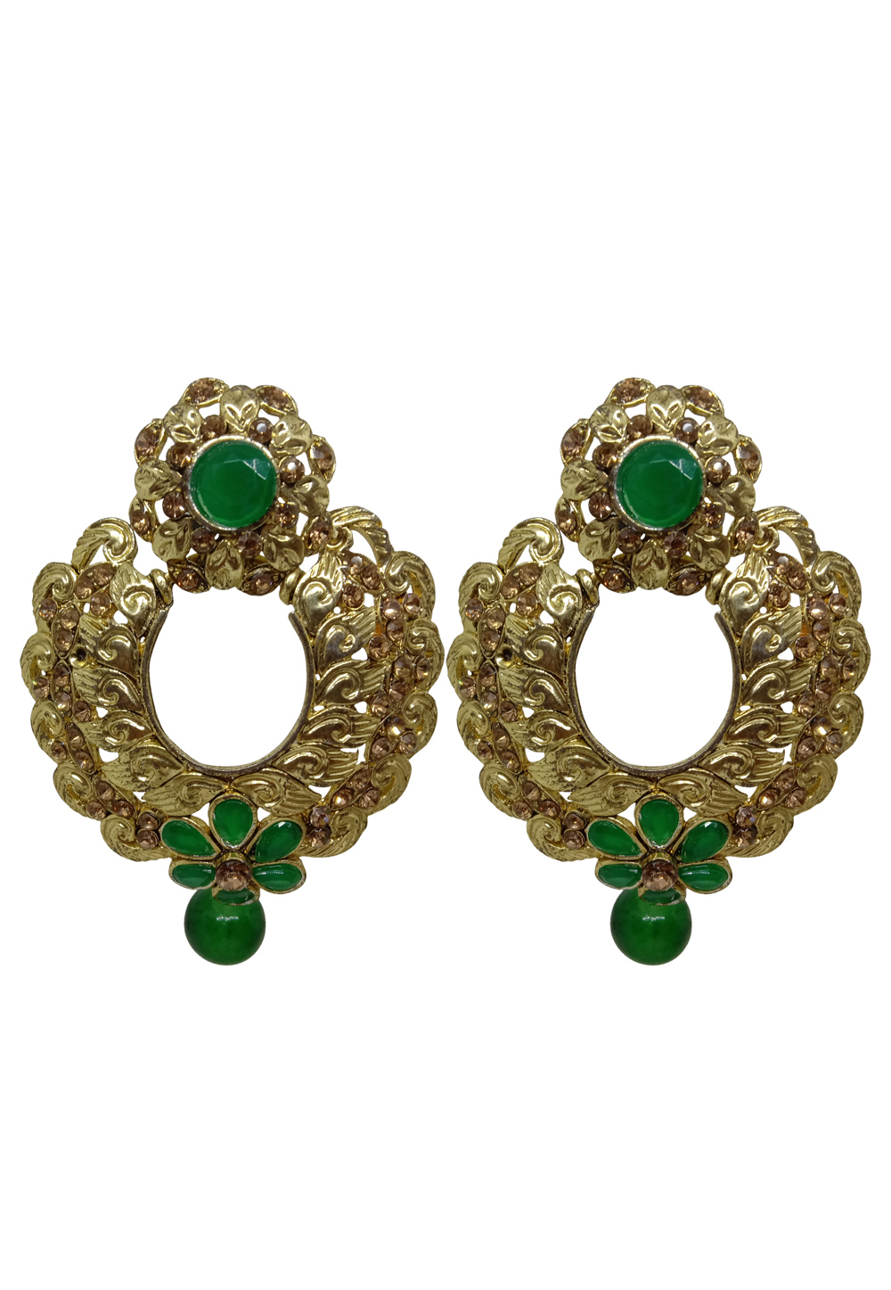 Green Alloy Austrian Diamonds Earrings 234070