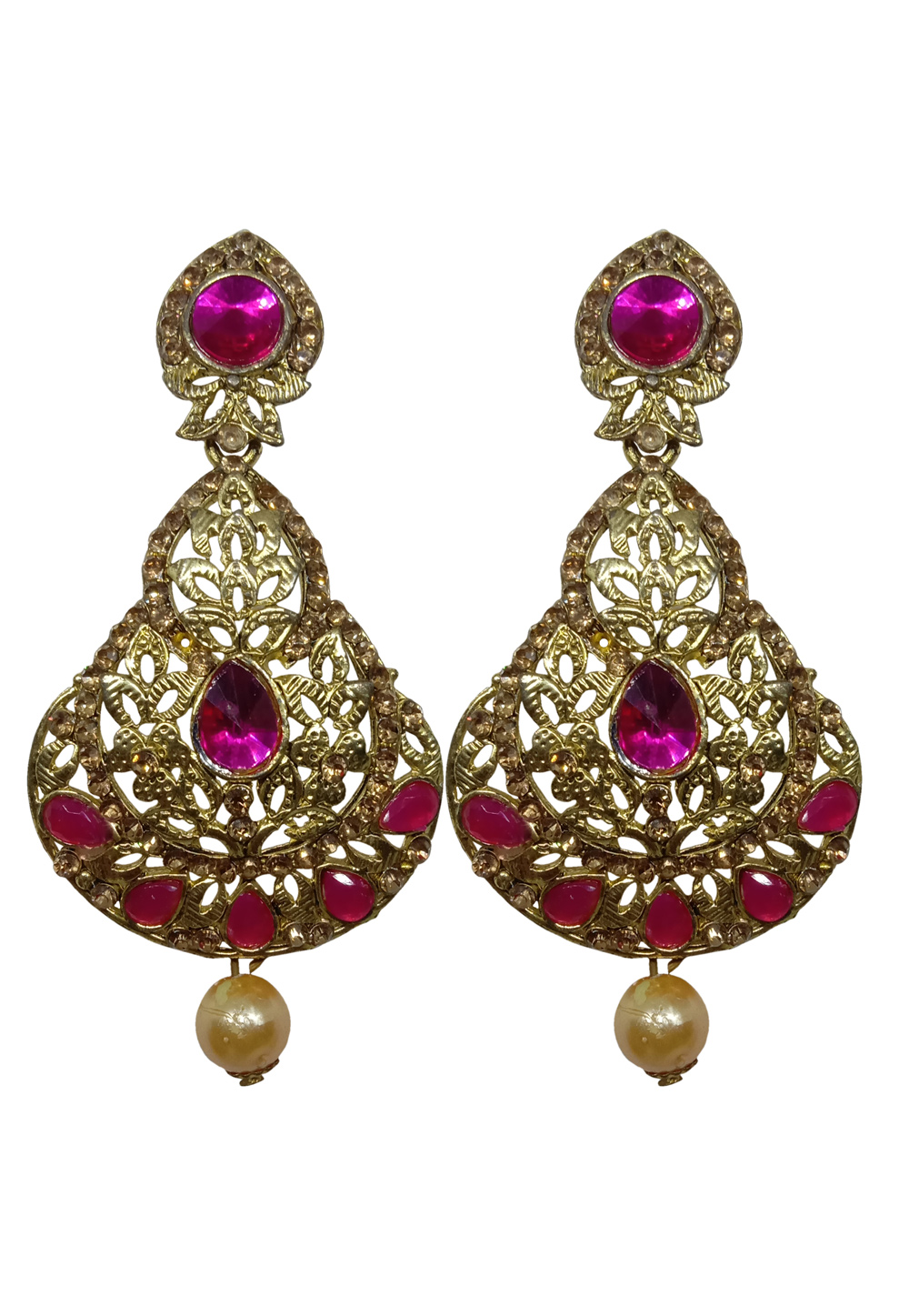 Pink Alloy Austrian Diamonds Earrings 234072