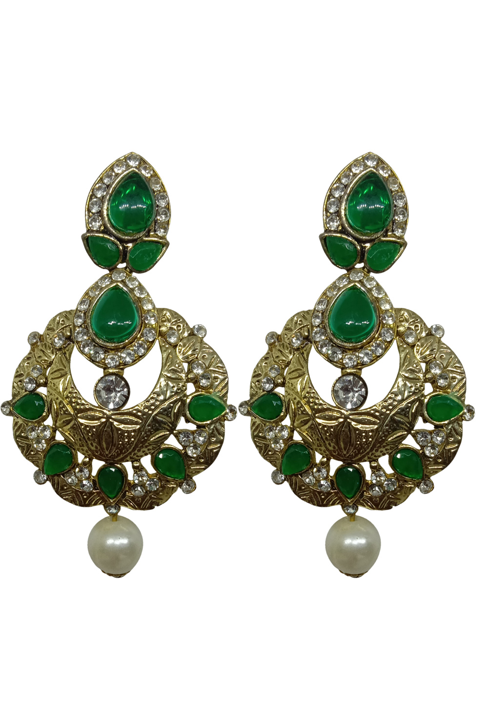 Green Alloy Austrian Diamonds Earrings 234073