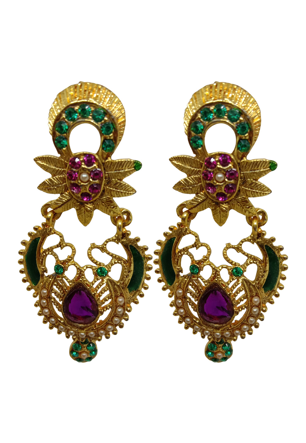 Purple Alloy Austrian Diamonds Earrings 234075