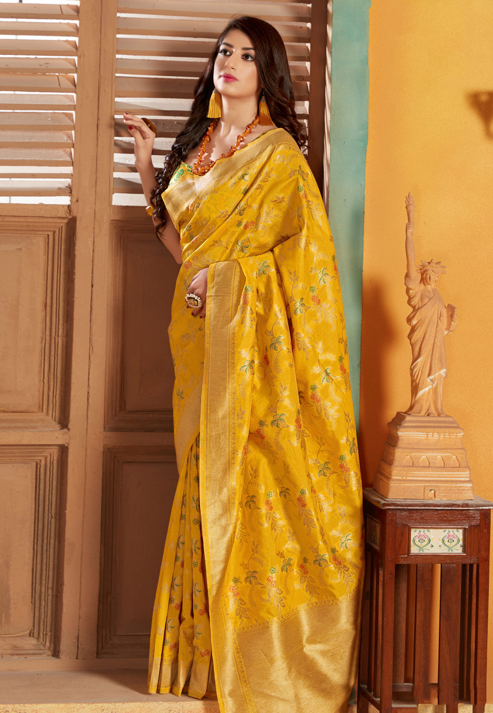 Yellow Banarasi Silk Festival Wear Saree 204061