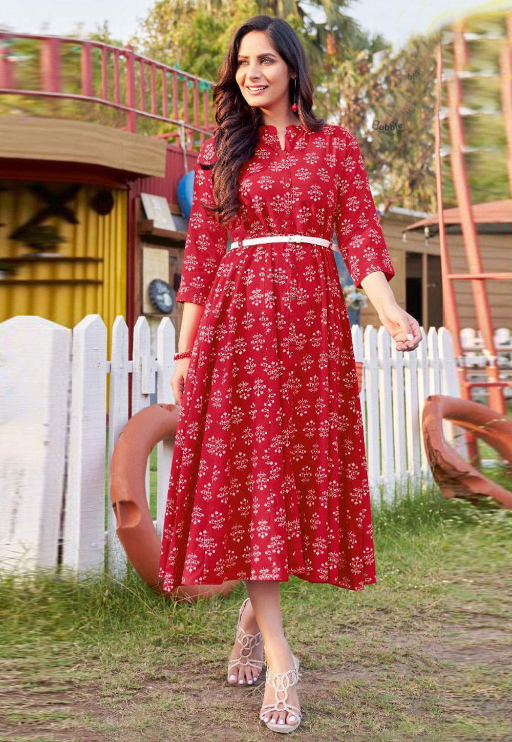 Red Rayon Printed Tunic 246410