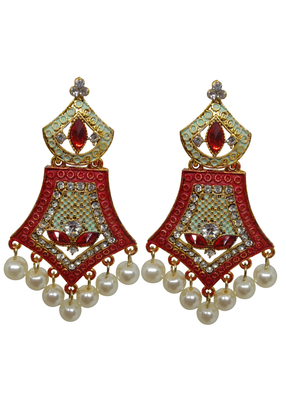 Red Alloy Austrian Diamonds Earrings 234083