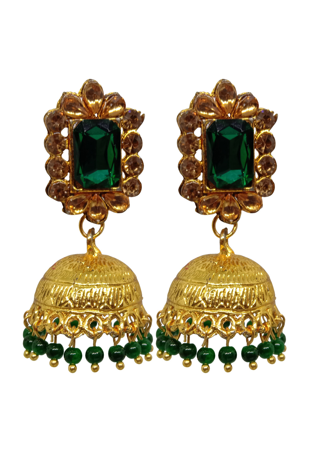 Green Alloy Austrian Diamonds Earrings 234093