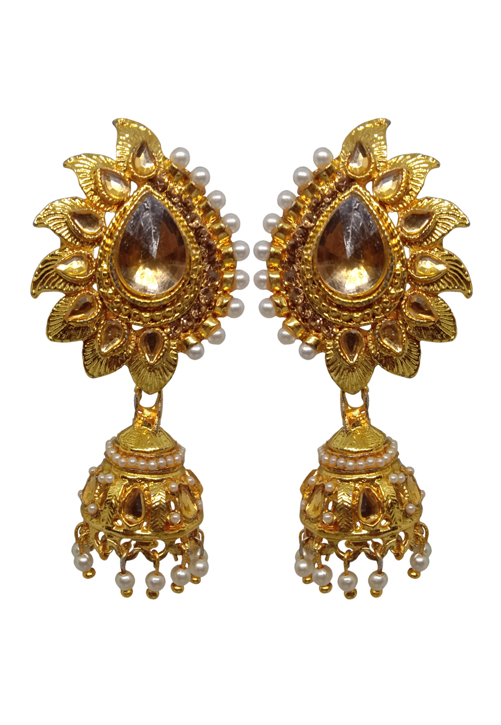 Golden Alloy Austrian Diamonds Earrings 234094