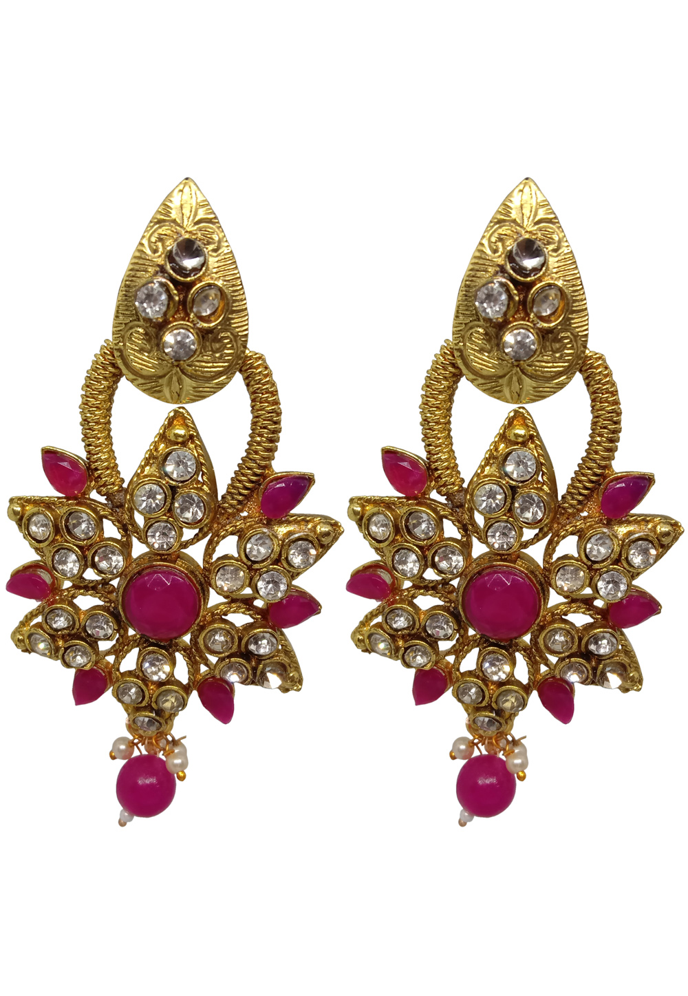 Pink Alloy Austrian Diamonds Earrings 234096
