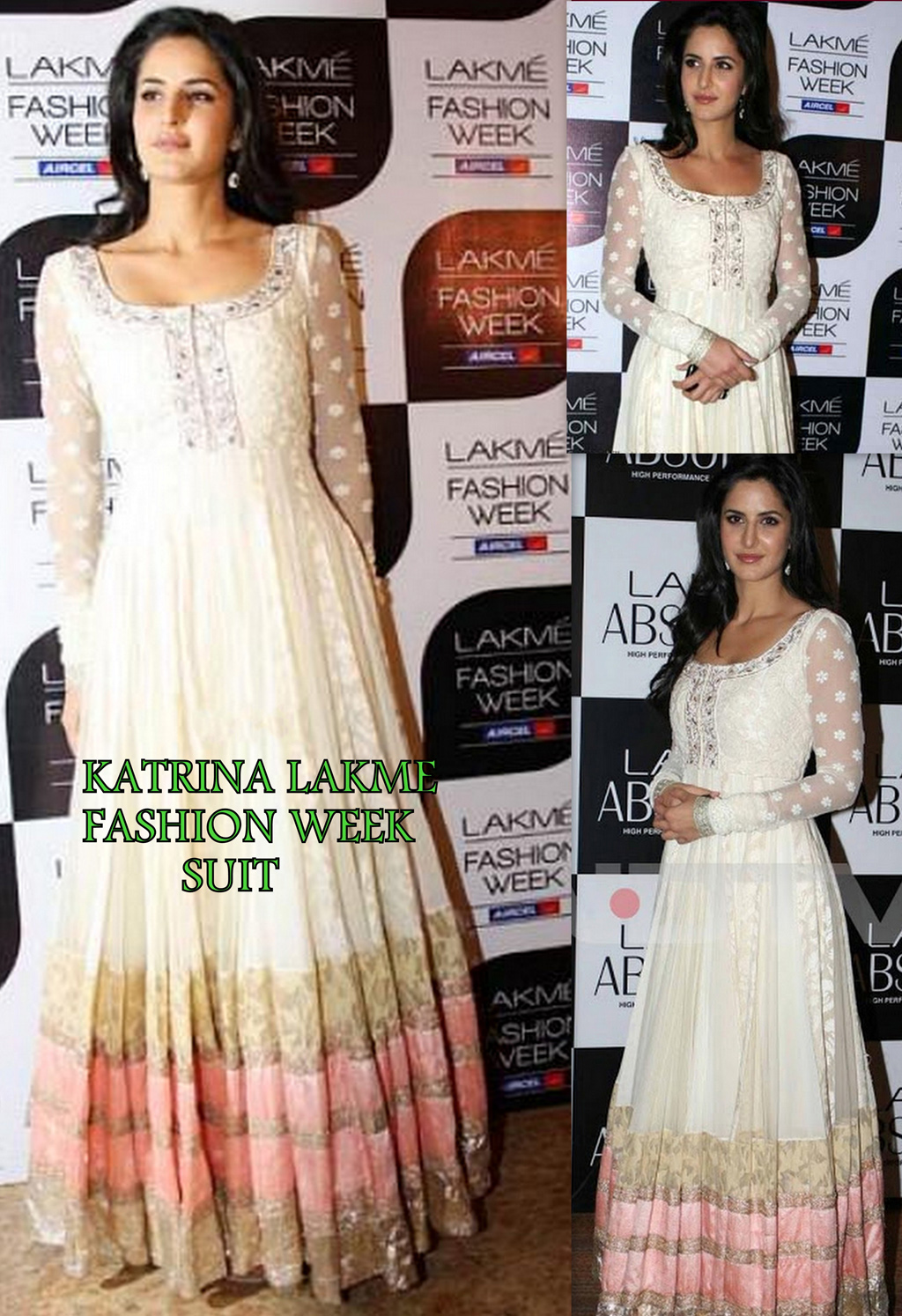 Katrina Kaif White Lakeme Fashion Week Anarkali suit
