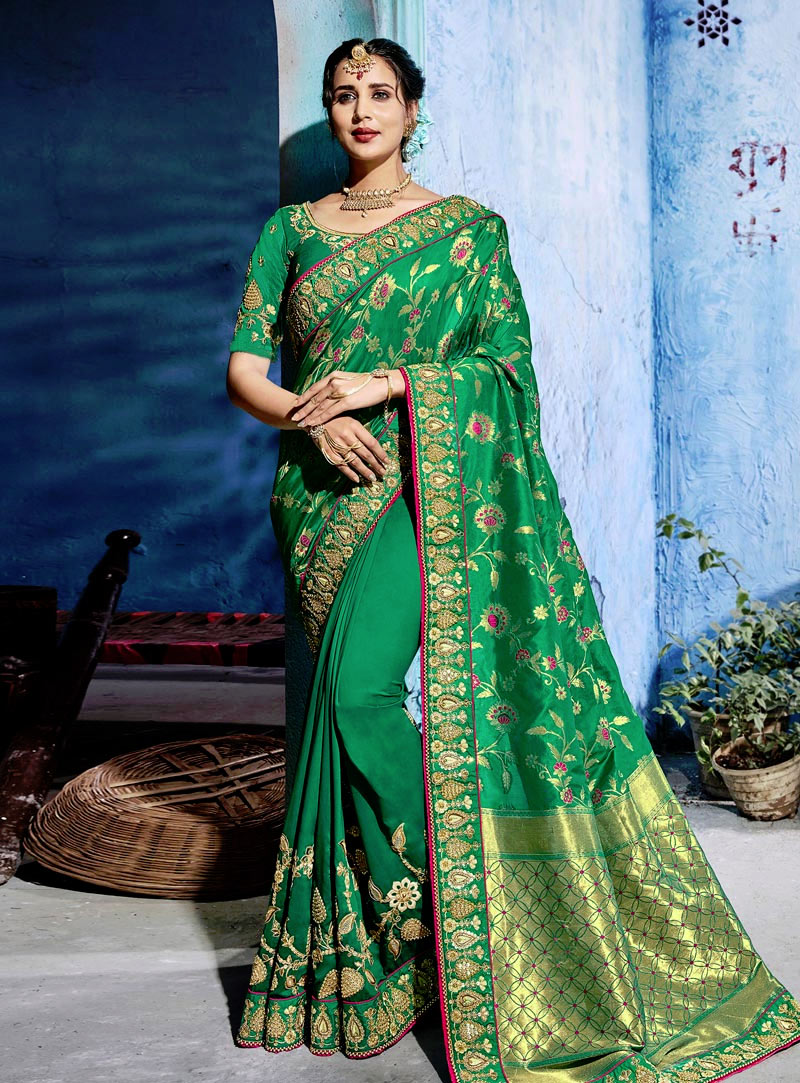 Green Silk Festival Wear Saree 143821