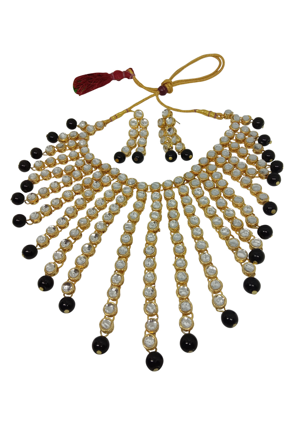 Black Alloy Austrian Diamond Necklace Set With Earrings 237551