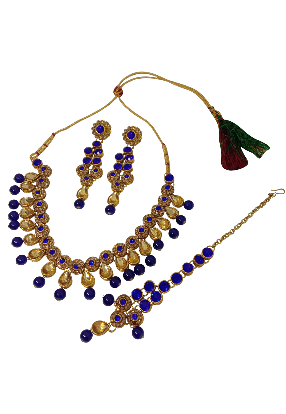 Blue Alloy Austrian Diamond Necklace Set With Earrings 237562