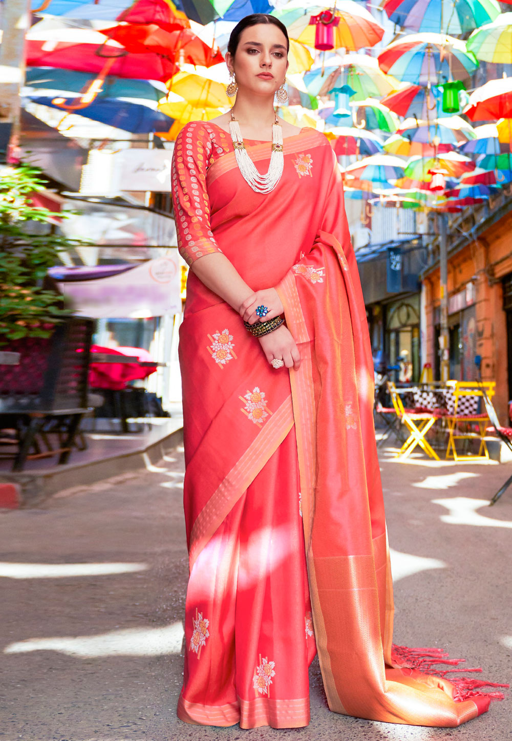 Pink Banarasi Silk Saree With Blouse 203402