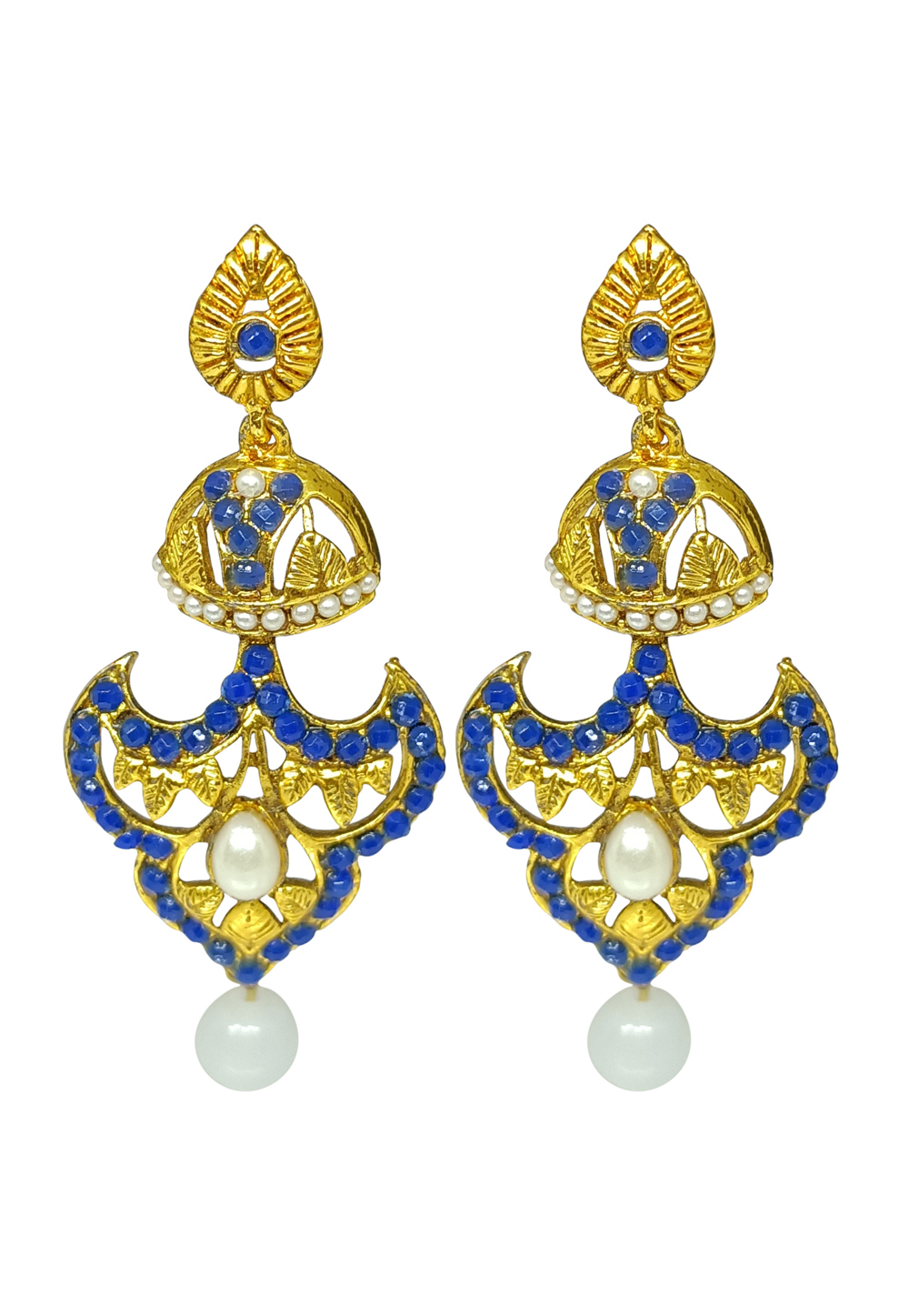 Blue Brass pearl Earrings 240523