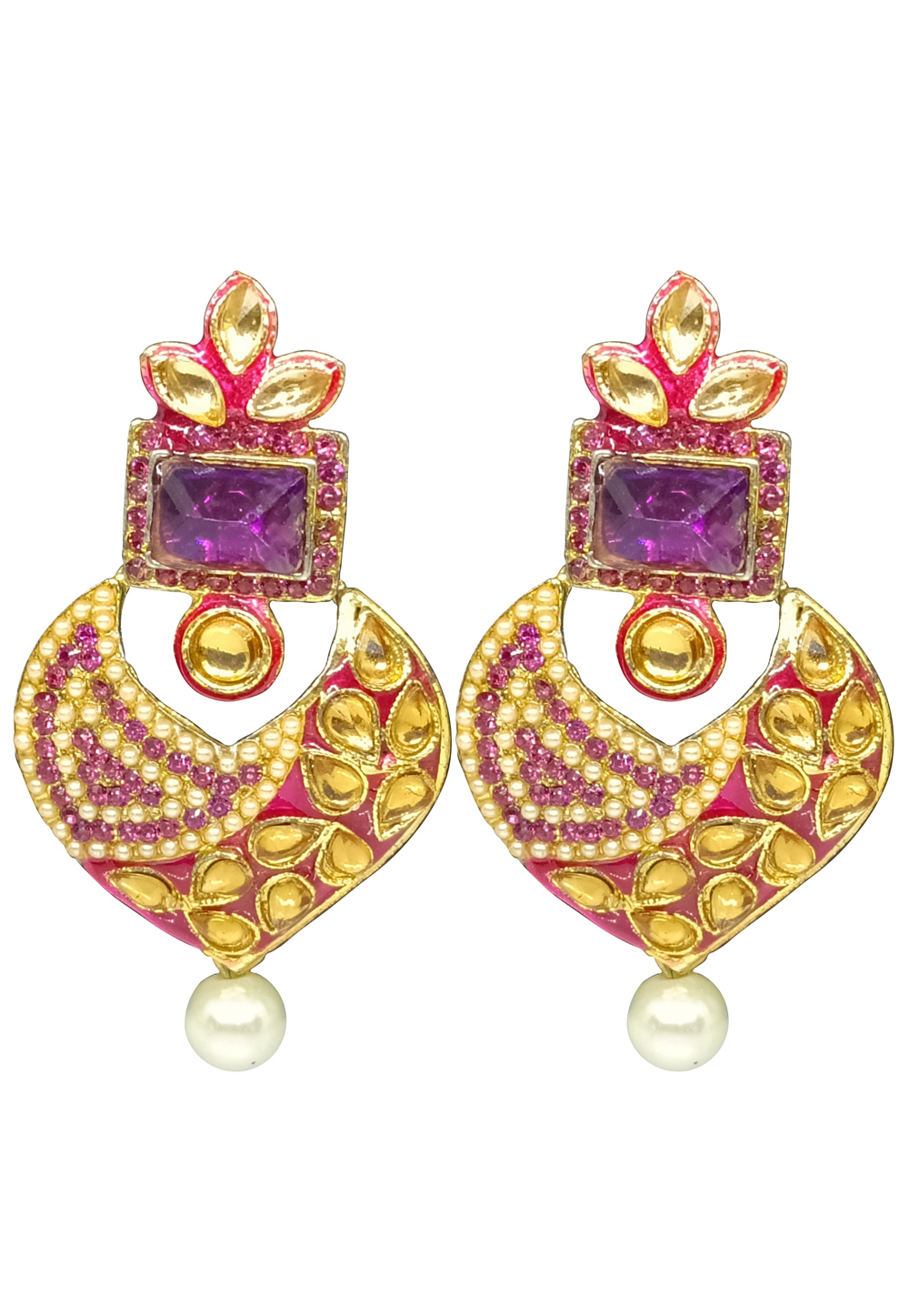 Purple Brass pearl Earrings 240524
