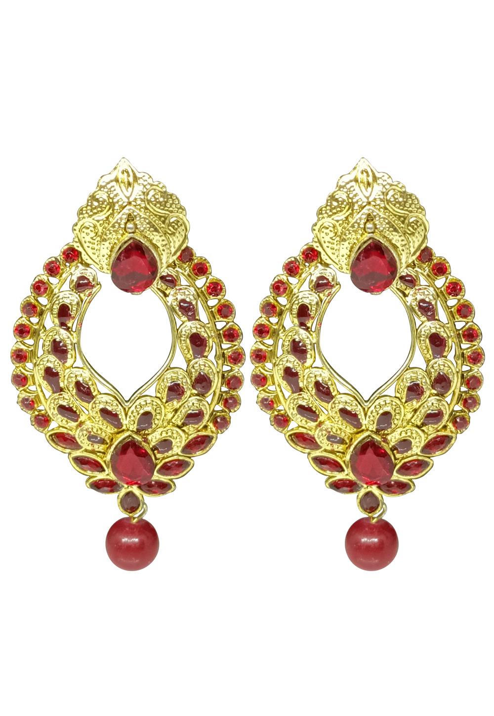 Red Brass pearl Earrings 240525