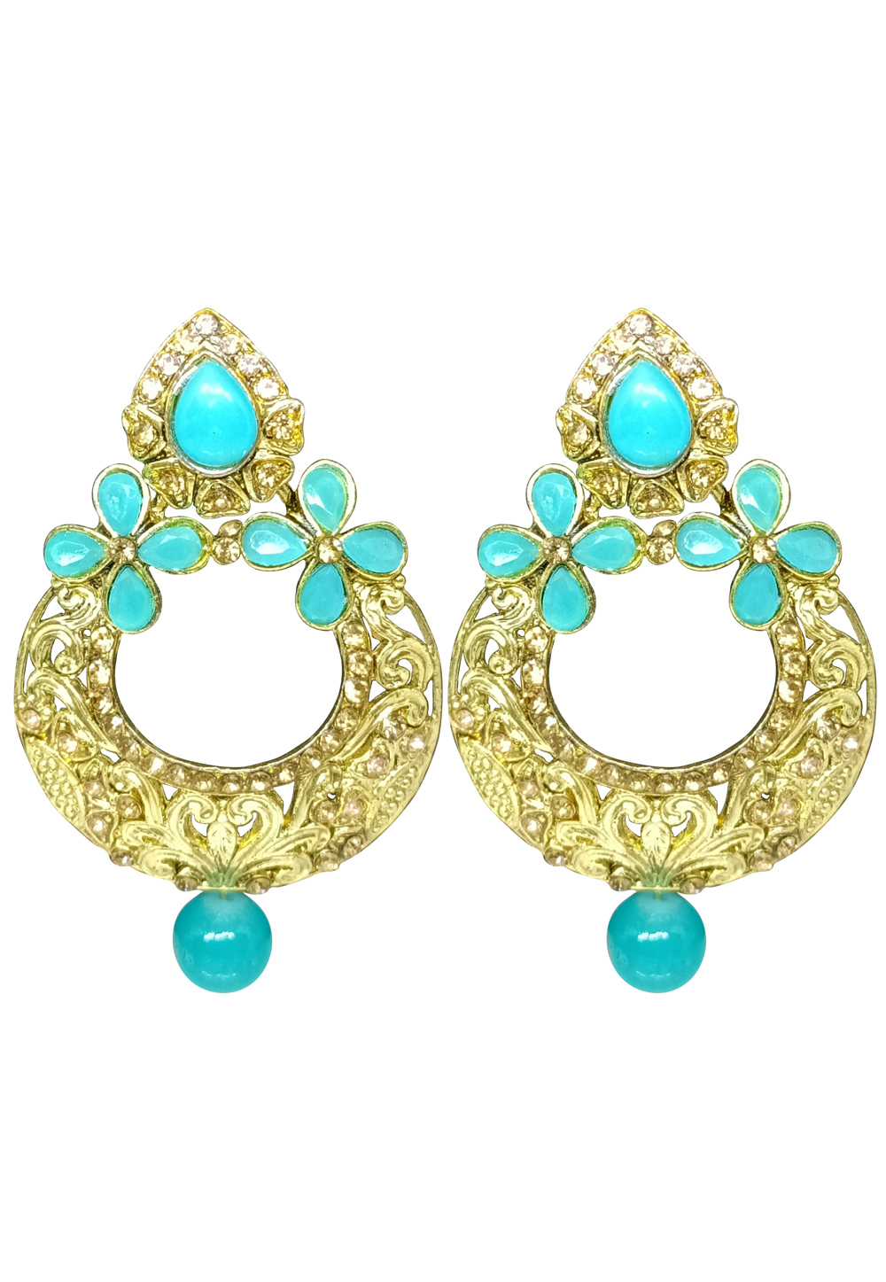 Sky Blue Brass pearl Earrings 240526