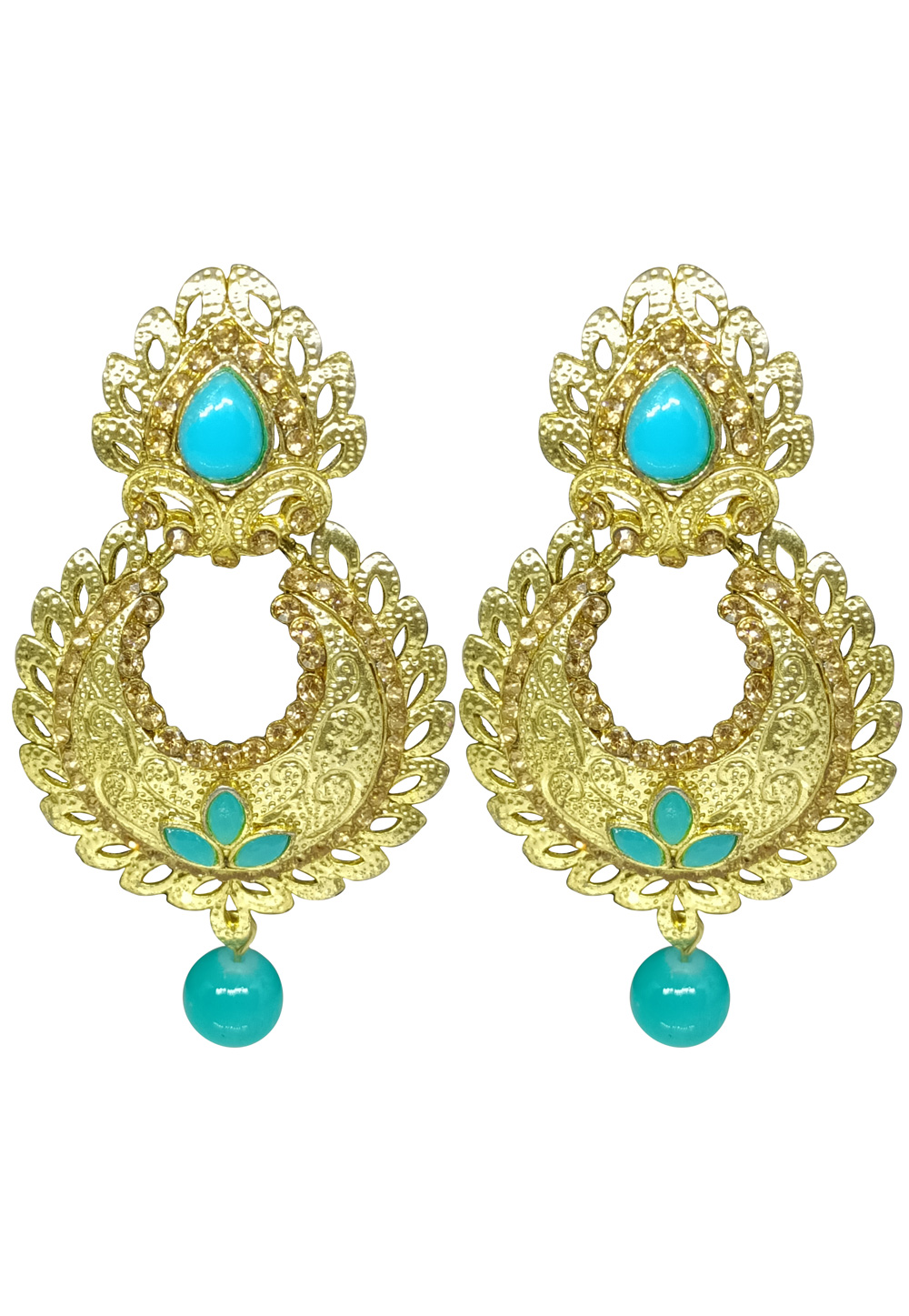 Sky Blue Brass pearl Earrings 240527