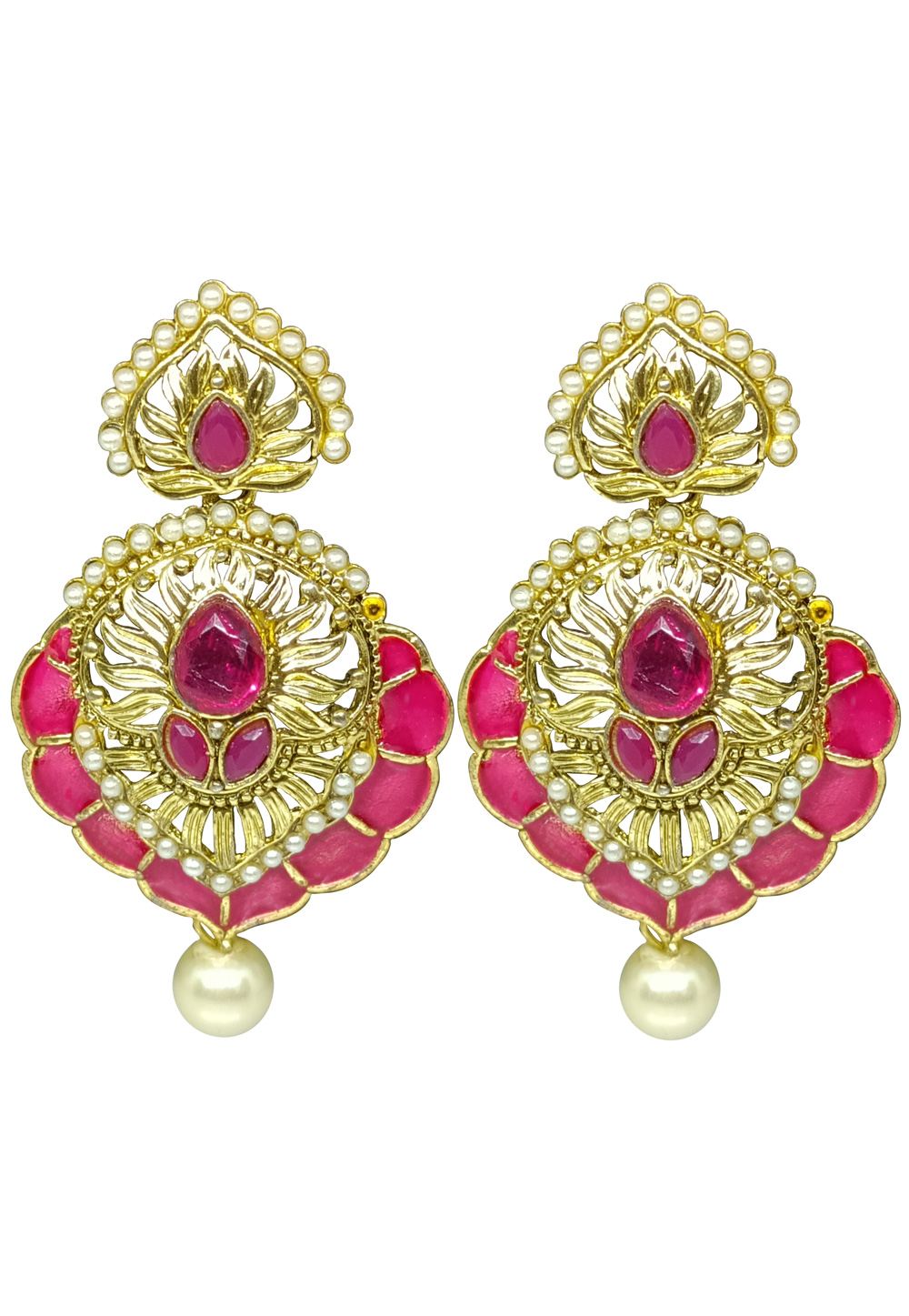 Pink Brass pearl Earrings 240528
