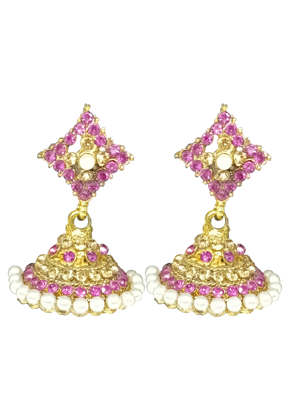 Pink Brass pearl Earrings 240531