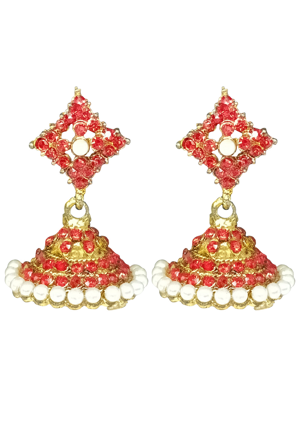 Red Brass pearl Earrings 240532