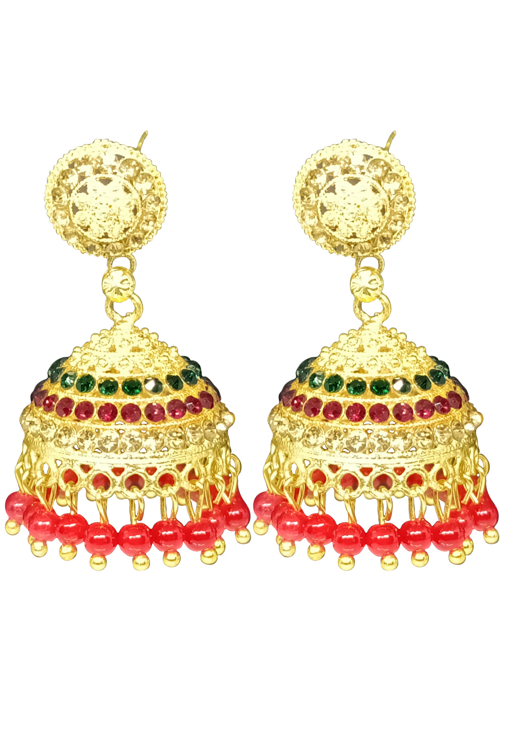 Red Brass pearl Earrings 240533