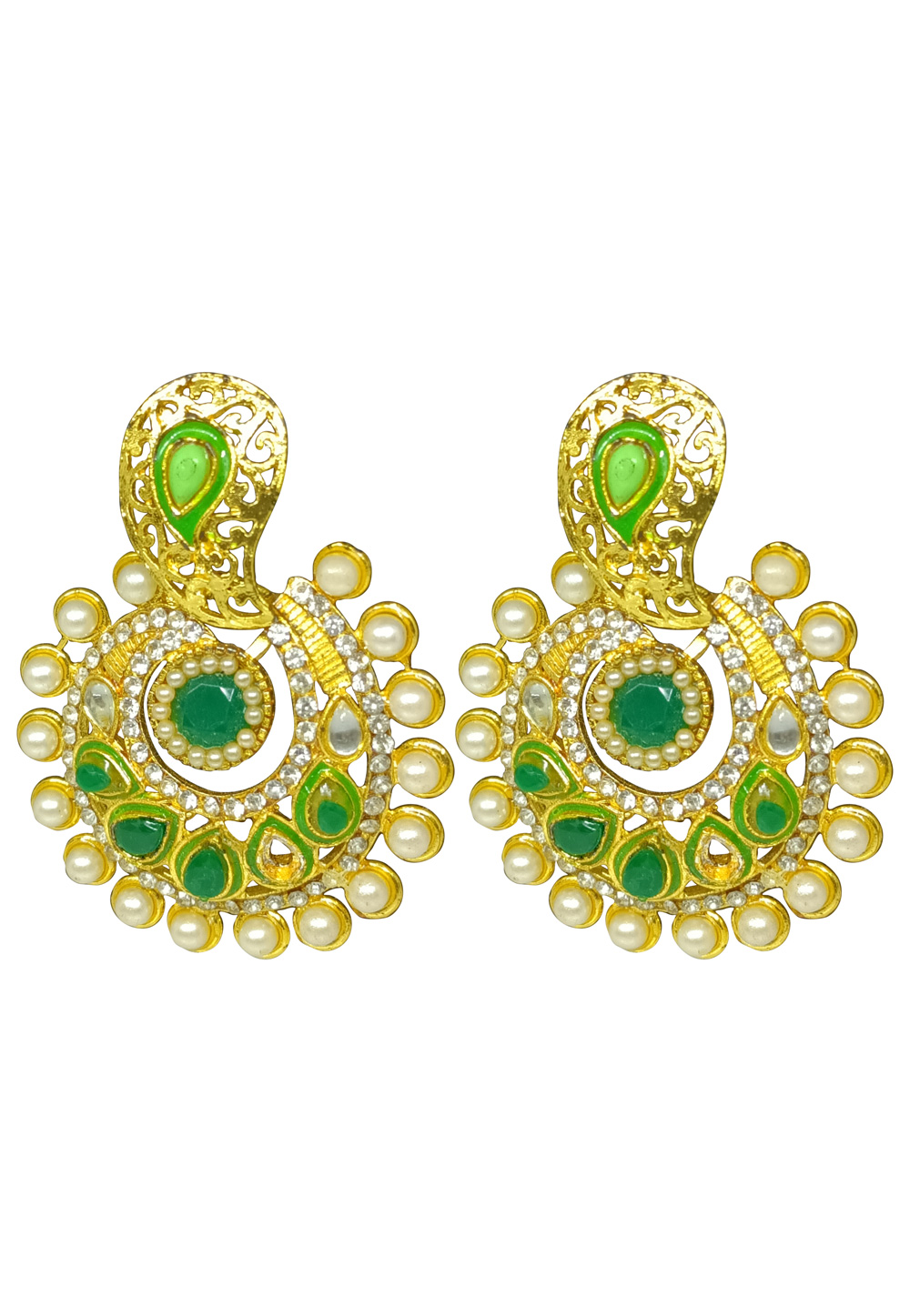 Green Brass pearl Earrings 240536