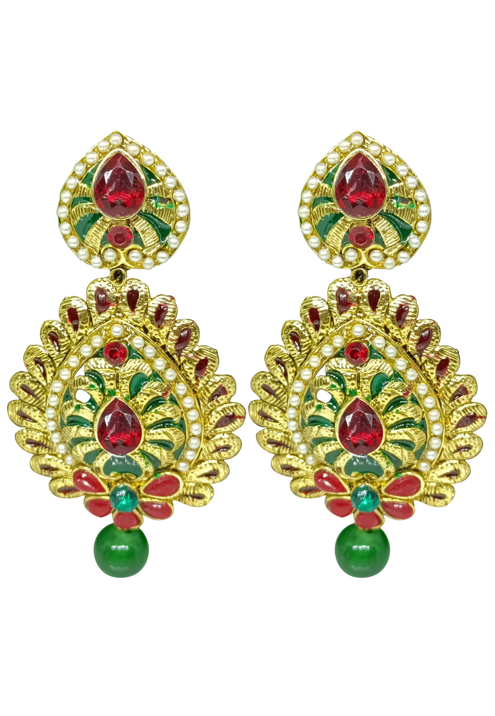 Red Brass pearl Earrings 240537