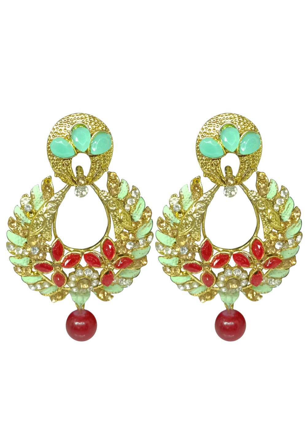 Red Brass pearl Earrings 240539