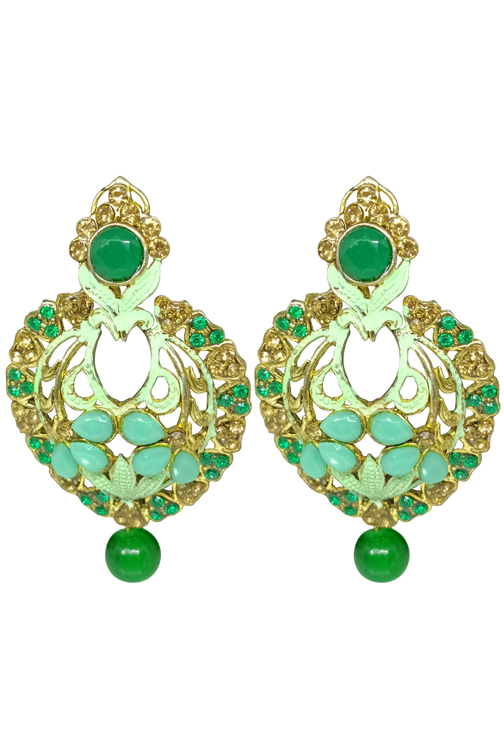 Green Brass pearl Earrings 240540