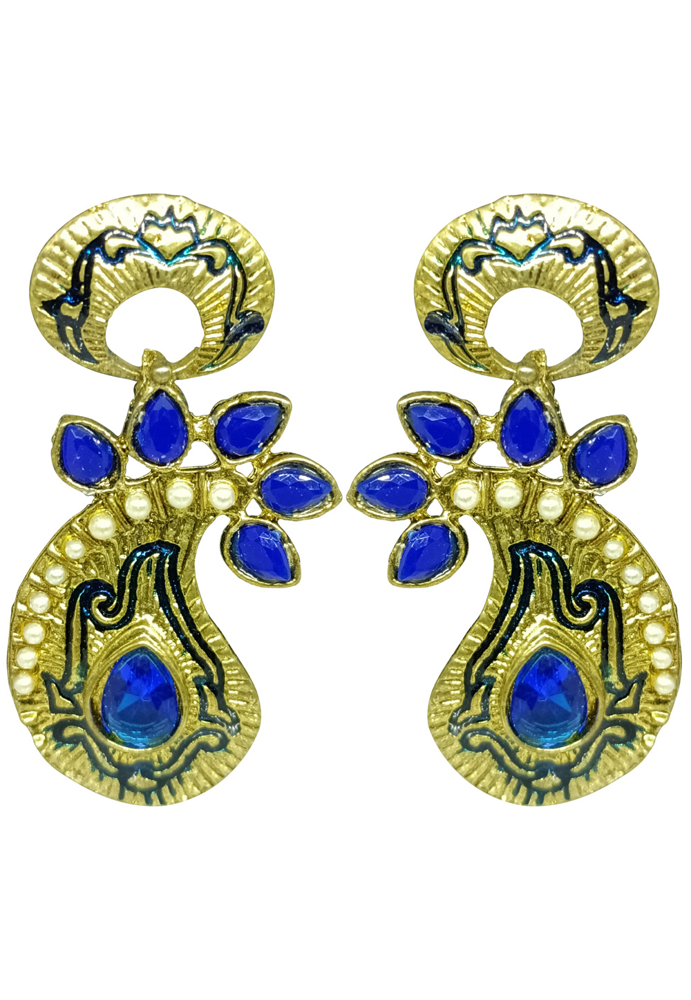 Blue Brass pearl Earrings 240541
