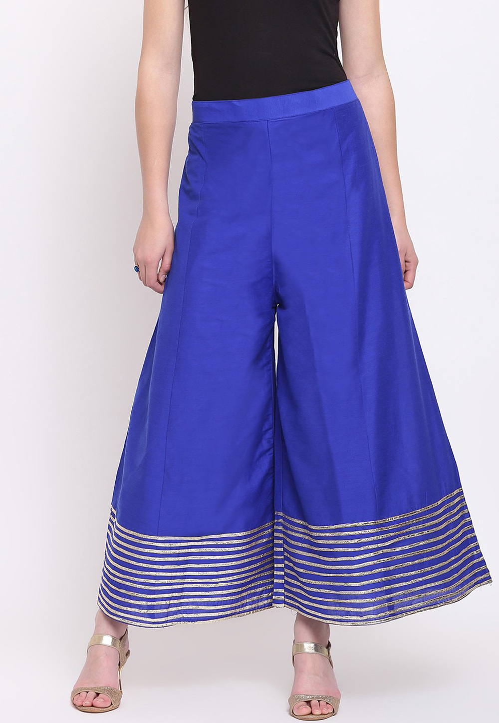 MADAME Pleated Wide Leg Trousers  Buy COLOR Aqua Plazo Online for  Glamly