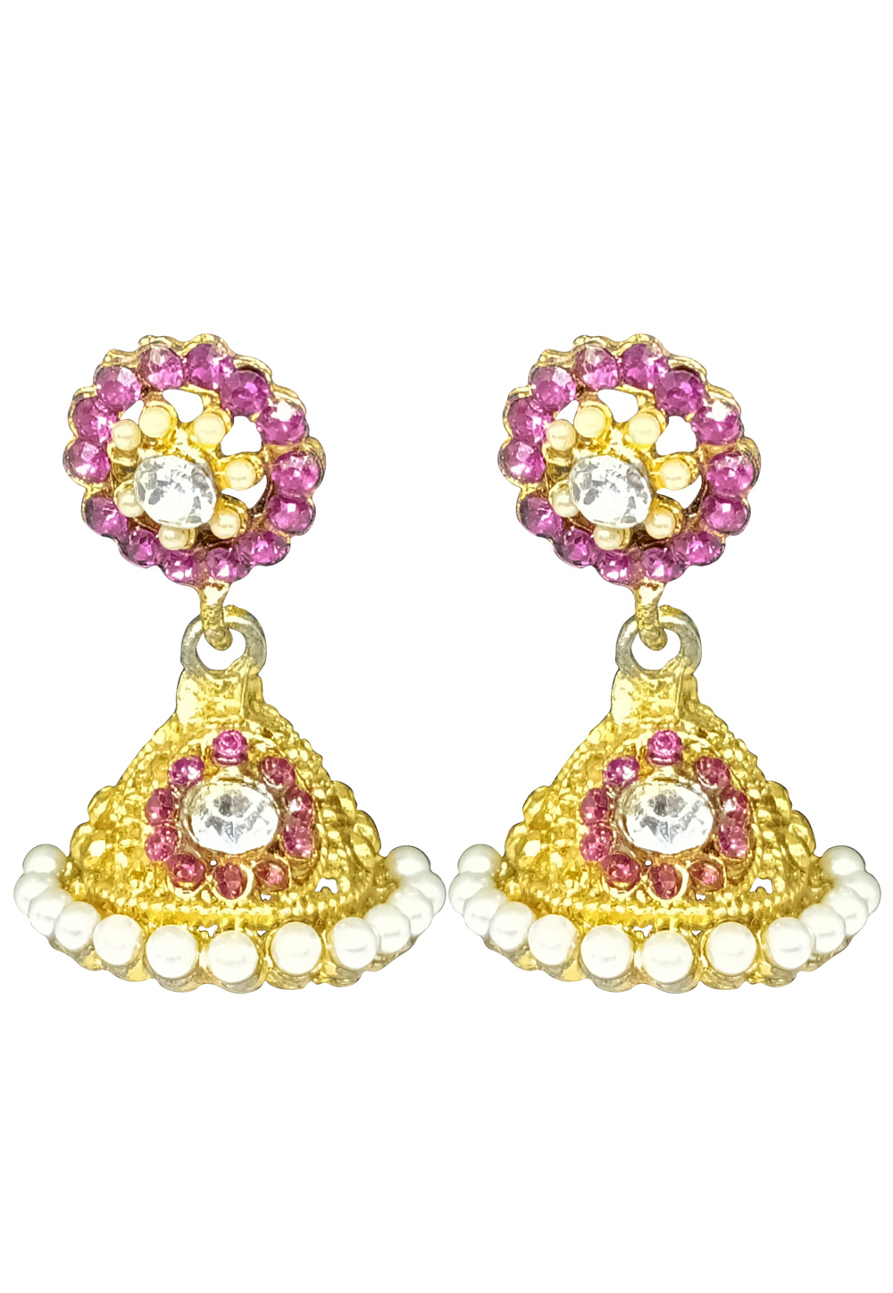 Pink Brass pearl Earrings 240543
