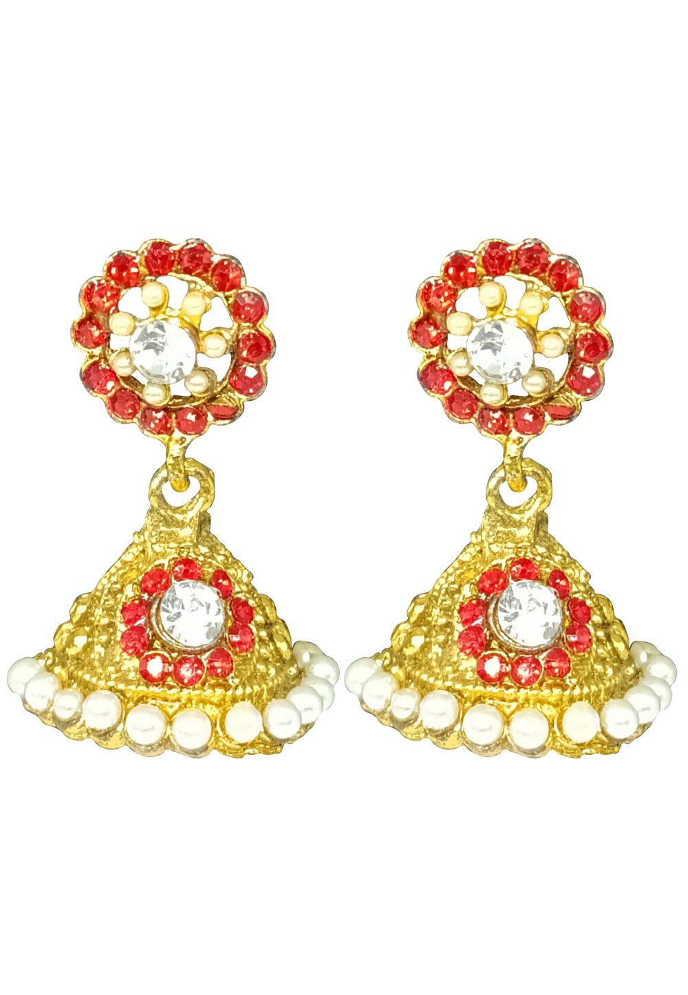 Red Brass pearl Earrings 240544